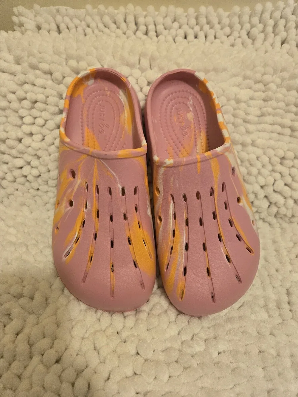 Pink and Yellow Slip-On Clogs SIZE 8